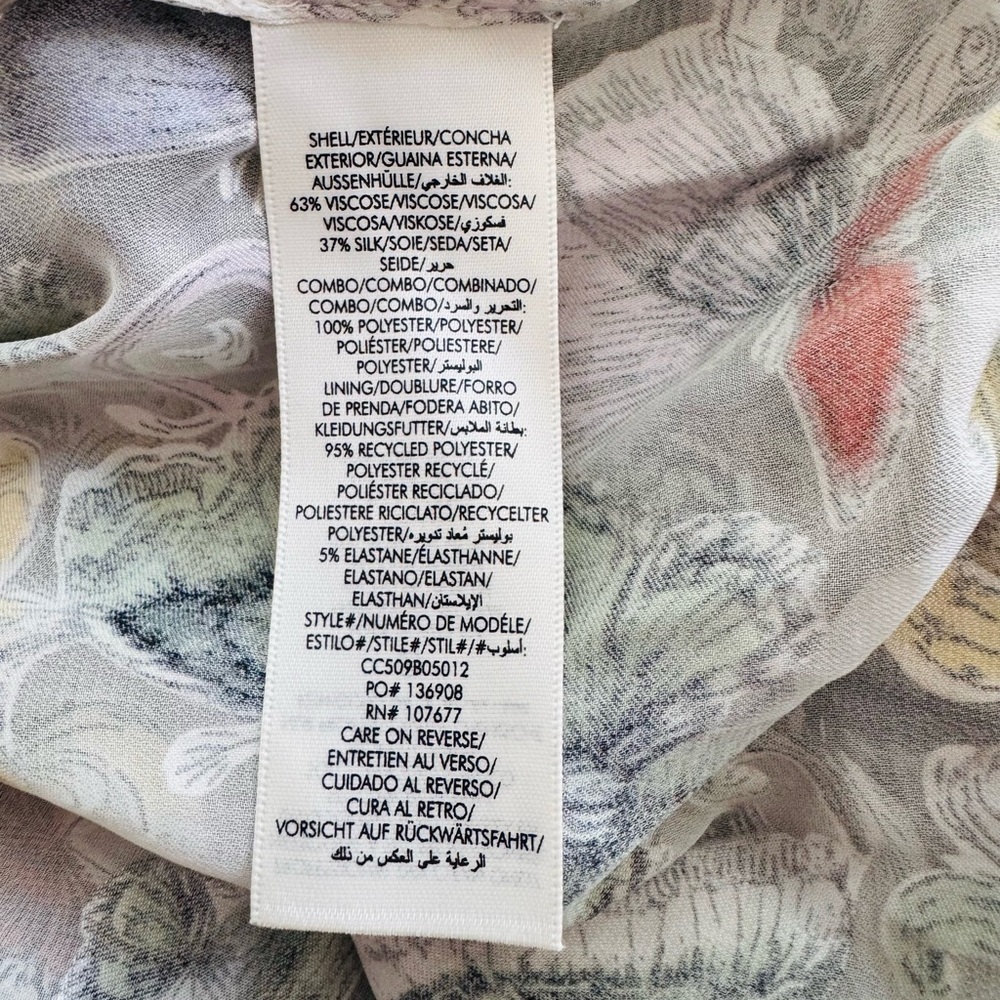 NWOT Women's Alice & Olivia Silk Butterfly Print Blouse Sheer Work Size Large - Picture 8 of 9